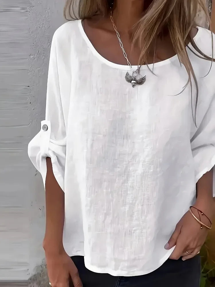 Blusa Plus Size Feminina Manga 3/4 Solta para Verão