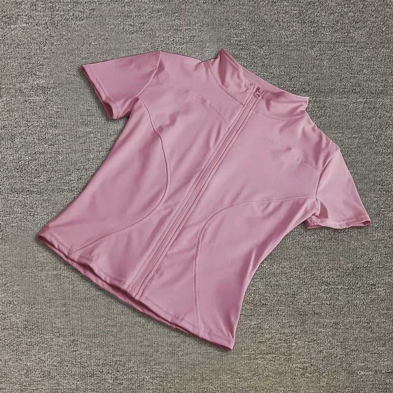 Blusa Fitness Feminina Dry Fit Slim com Zíper Frontal