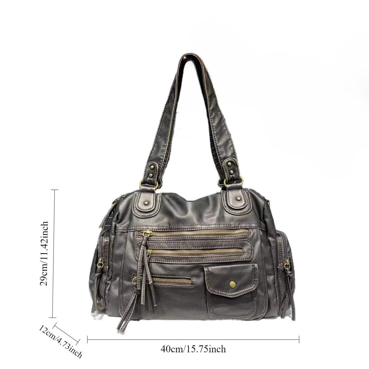 Bolsa Tiracolo Y2K Feminina em Couro Sintético com Múltiplos Bolsos
