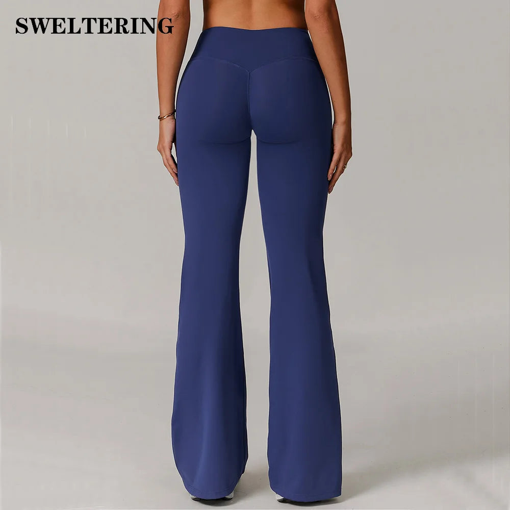 Calça Legging Flare Fitness Cintura Alta Push Up Feminina