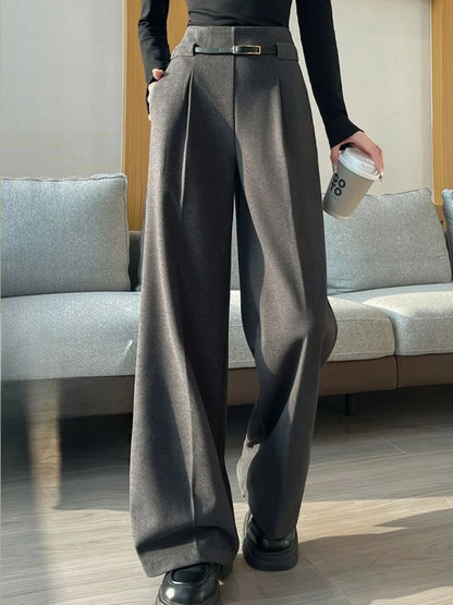 Calça Pantalona Alfaiataria Feminina Cintura Alta Inverno