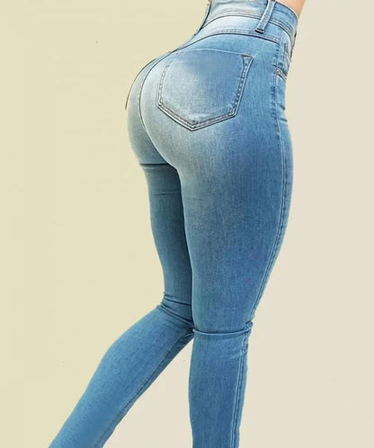 Calça Jeans Feminina Cintura Alta Modeladora Skinny