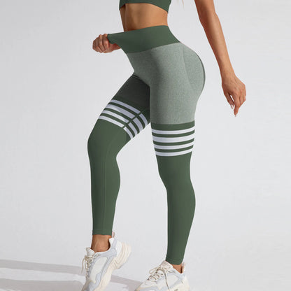 Legging Fitness Feminina Cós Alto V Scrunch Listrada Compressão