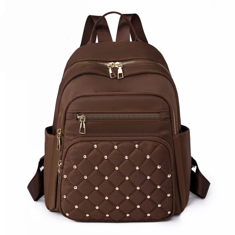 Mochila Feminina Nylon Impermeável Grande com Tachas