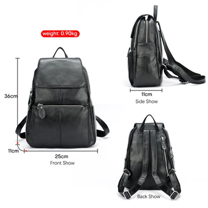 Mochila Feminina Zency Couro Legítimo Antifurto Grande