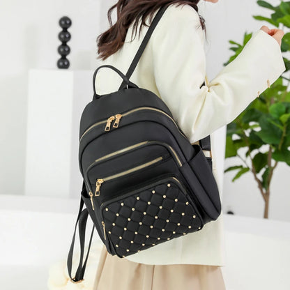 Mochila Feminina Nylon Impermeável Grande com Tachas