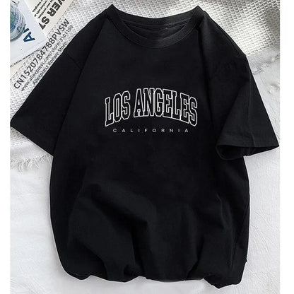 Camiseta Feminina Oversized Brooklyn / Los Angeles Estilo Streetwear