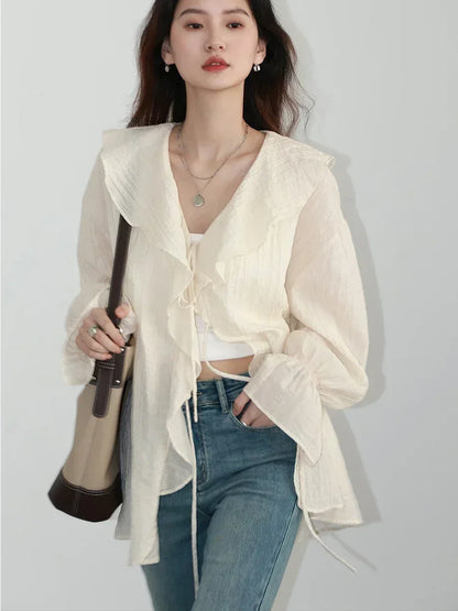 Camisa Feminina Oversized com Babados CHIC VEN