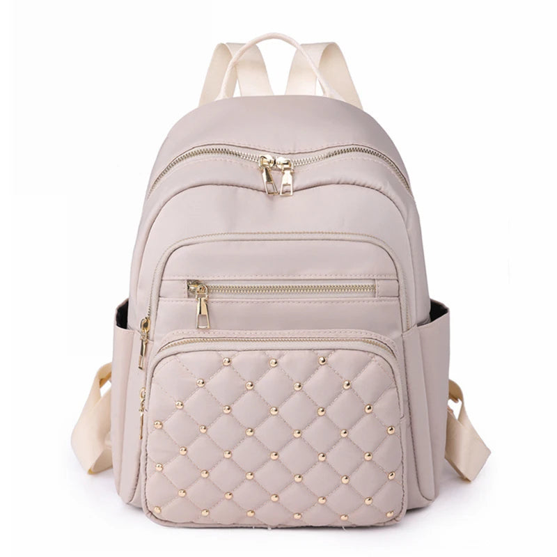 Mochila Feminina Nylon Impermeável Grande com Tachas
