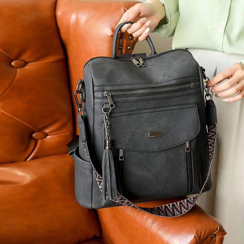Mochila Feminina Antifurto 2025 Couro PU Impermeável Grande