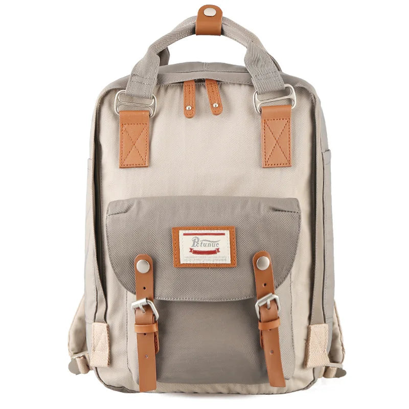 Mochila Feminina Impermeável 14" Estilo Retrô para Notebook e Faculdade