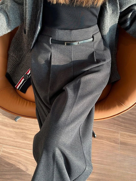 Calça Pantalona Alfaiataria Feminina Cintura Alta Inverno