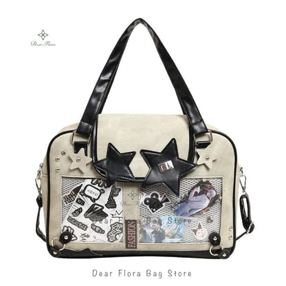 Bolsa Ita Bag Y2K com Estrelas e Janelas Transparentes