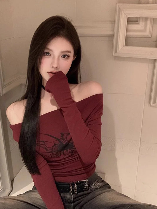 Blusa Ciganinha Feminina Y2K Manga Longa Cropped Streetwear