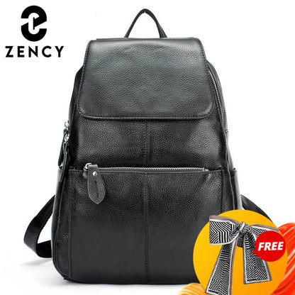 Mochila Feminina Zency Couro Legítimo Antifurto Grande