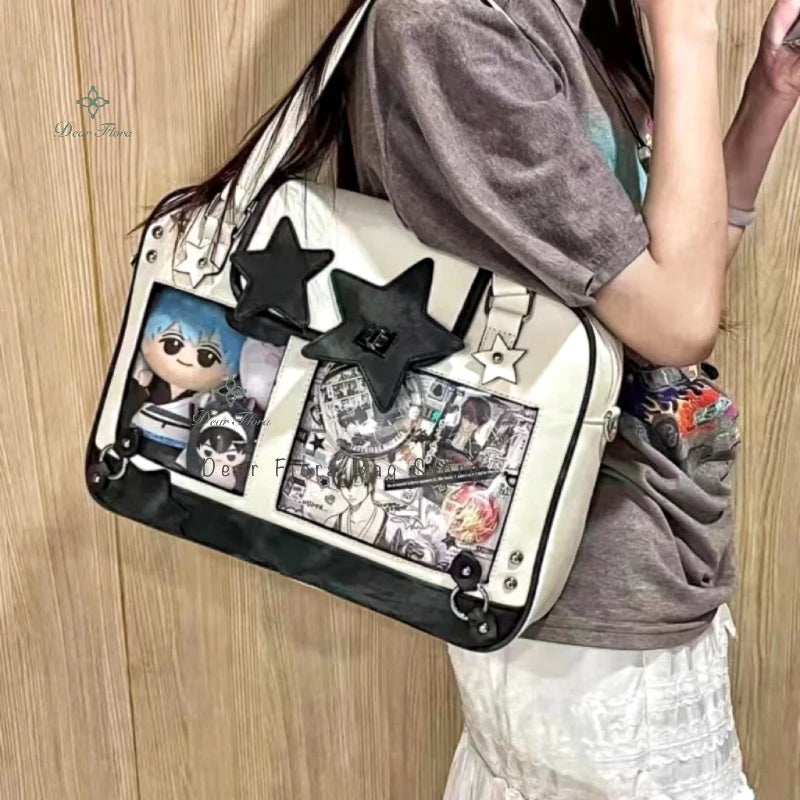 Bolsa Ita Bag Y2K com Estrelas e Janelas Transparentes
