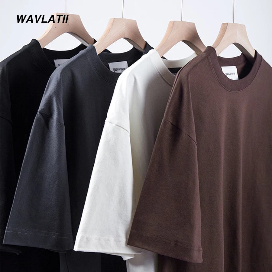 Camiseta Oversized WAVLATII 260G Unissex Streetwear Básica