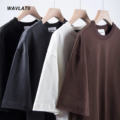 Camiseta Oversized WAVLATII 260G Unissex Streetwear Básica