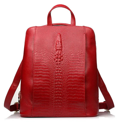 Mochila Feminina Couro Legítimo Zency Croco para Notebook 13"