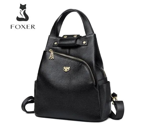 Mochila Feminina FOXER em Couro para Dia a Dia e Viagem
