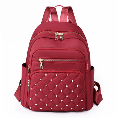 Mochila Feminina Nylon Impermeável Grande com Tachas