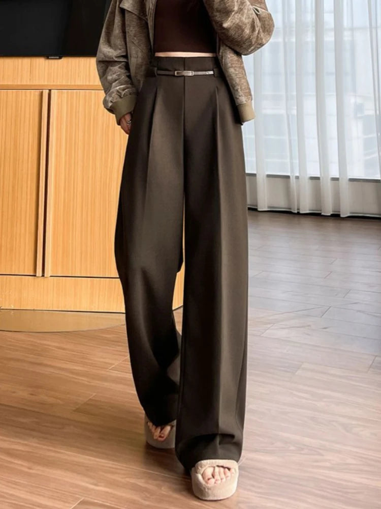 Calça Pantalona Alfaiataria Feminina Cintura Alta Inverno