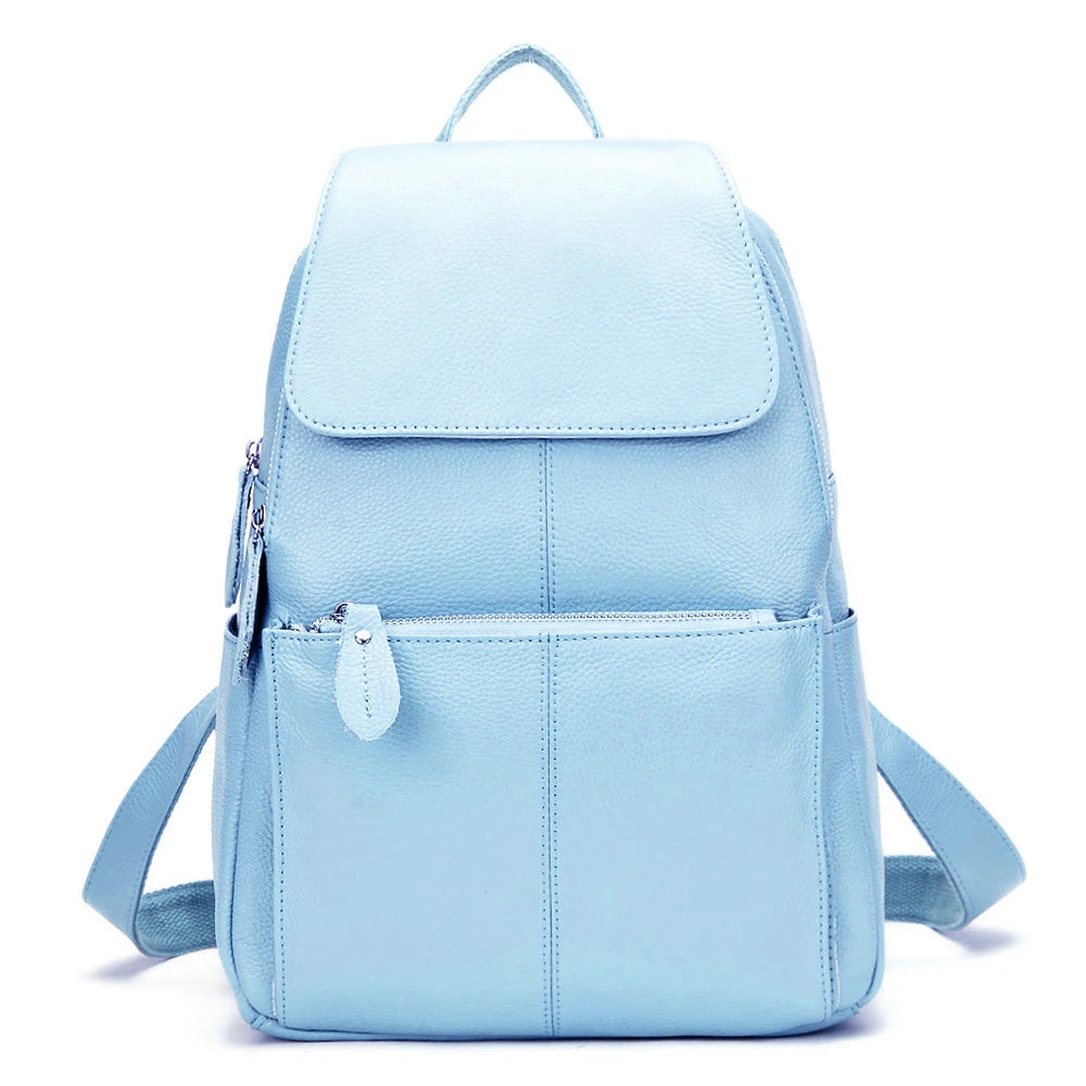 Mochila Feminina Zency Couro Legítimo Antifurto Grande
