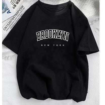 Camiseta Feminina Oversized Brooklyn / Los Angeles Estilo Streetwear