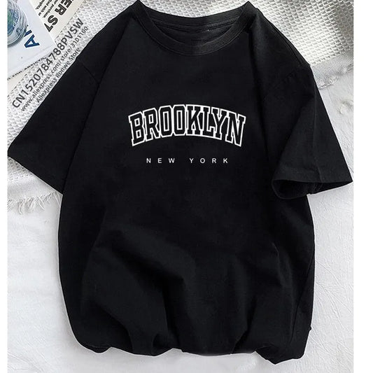 Camiseta Feminina Oversized Brooklyn / Los Angeles Estilo Streetwear