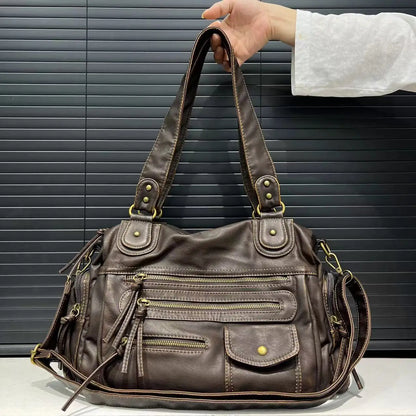 Bolsa Tiracolo Y2K Feminina em Couro Sintético com Múltiplos Bolsos