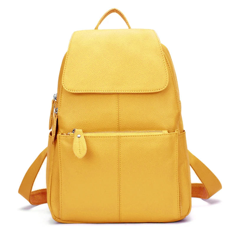 Mochila Feminina Zency Couro Legítimo Antifurto Grande