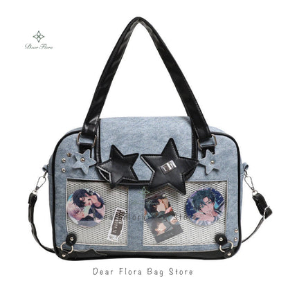 Bolsa Ita Bag Y2K com Estrelas e Janelas Transparentes
