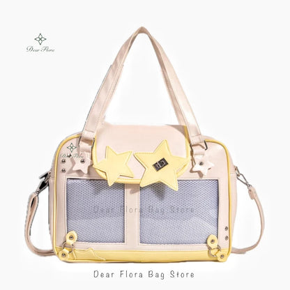 Bolsa Ita Bag Y2K com Estrelas e Janelas Transparentes