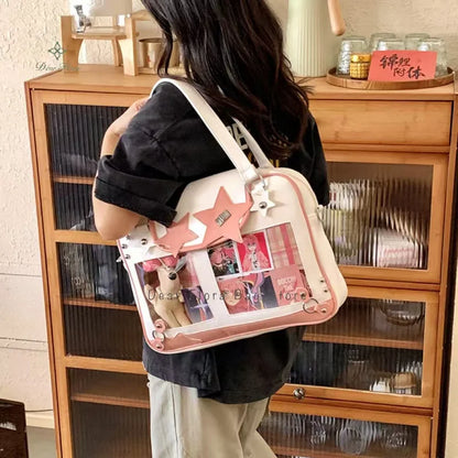 Bolsa Ita Bag Y2K com Estrelas e Janelas Transparentes