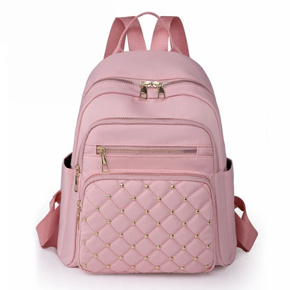 Mochila Feminina Nylon Impermeável Grande com Tachas