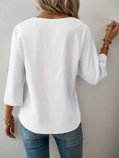 Blusa Plus Size Feminina Manga 3/4 Solta para Verão