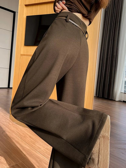 Calça Pantalona Alfaiataria Feminina Cintura Alta Inverno
