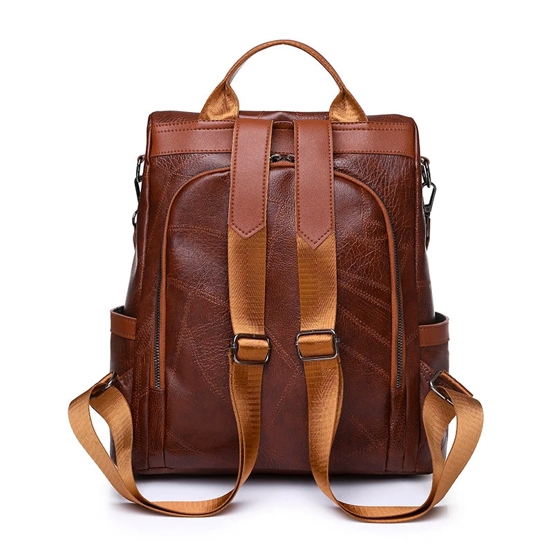 Mochila Feminina Antifurto 3 em 1 em Couro Sintético para Dia a Dia