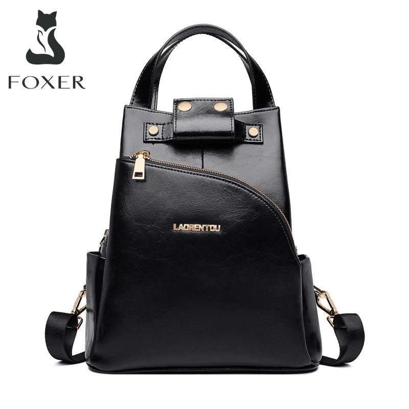 Mochila Feminina FOXER em Couro para Dia a Dia e Viagem