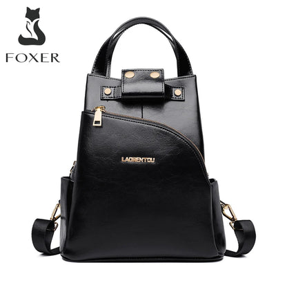 Mochila Feminina FOXER em Couro para Dia a Dia e Viagem