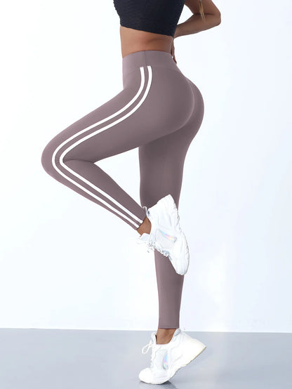 Legging Fitness Feminina Cintura Alta com Listras Laterais