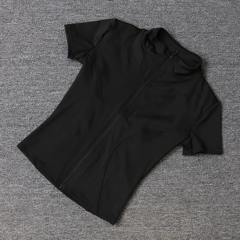 Blusa Fitness Feminina Dry Fit Slim com Zíper Frontal