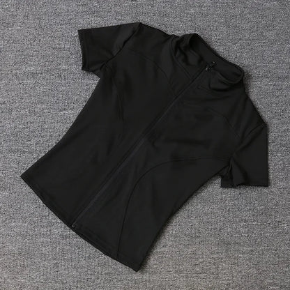 Blusa Fitness Feminina Dry Fit Slim com Zíper Frontal