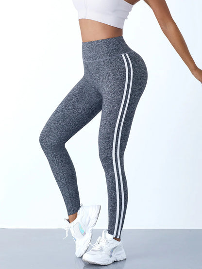 Legging Fitness Feminina Cintura Alta com Listras Laterais