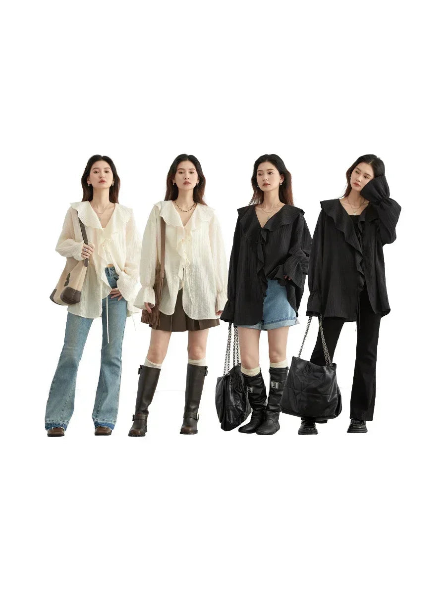 Camisa Feminina Oversized com Babados CHIC VEN