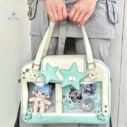 Bolsa Ita Bag Y2K com Estrelas e Janelas Transparentes