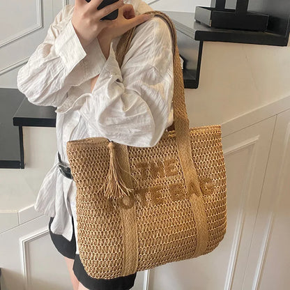 Bolsa Tote de Palha Grande Praia e Dia a Dia