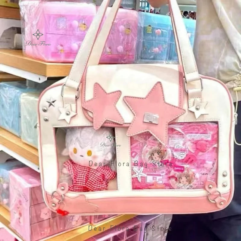 Bolsa Ita Bag Y2K com Estrelas e Janelas Transparentes