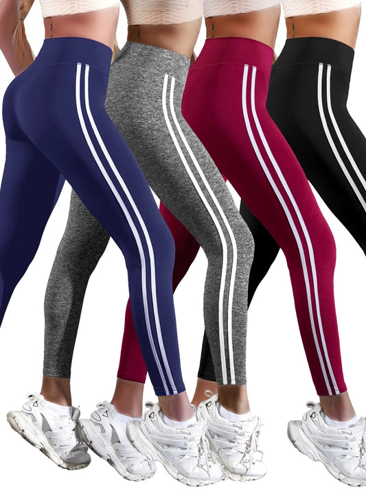 Legging Fitness Feminina Cintura Alta com Listras Laterais