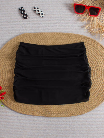 Saia Shorts de Praia em Tule Preto para Bikini Feminino